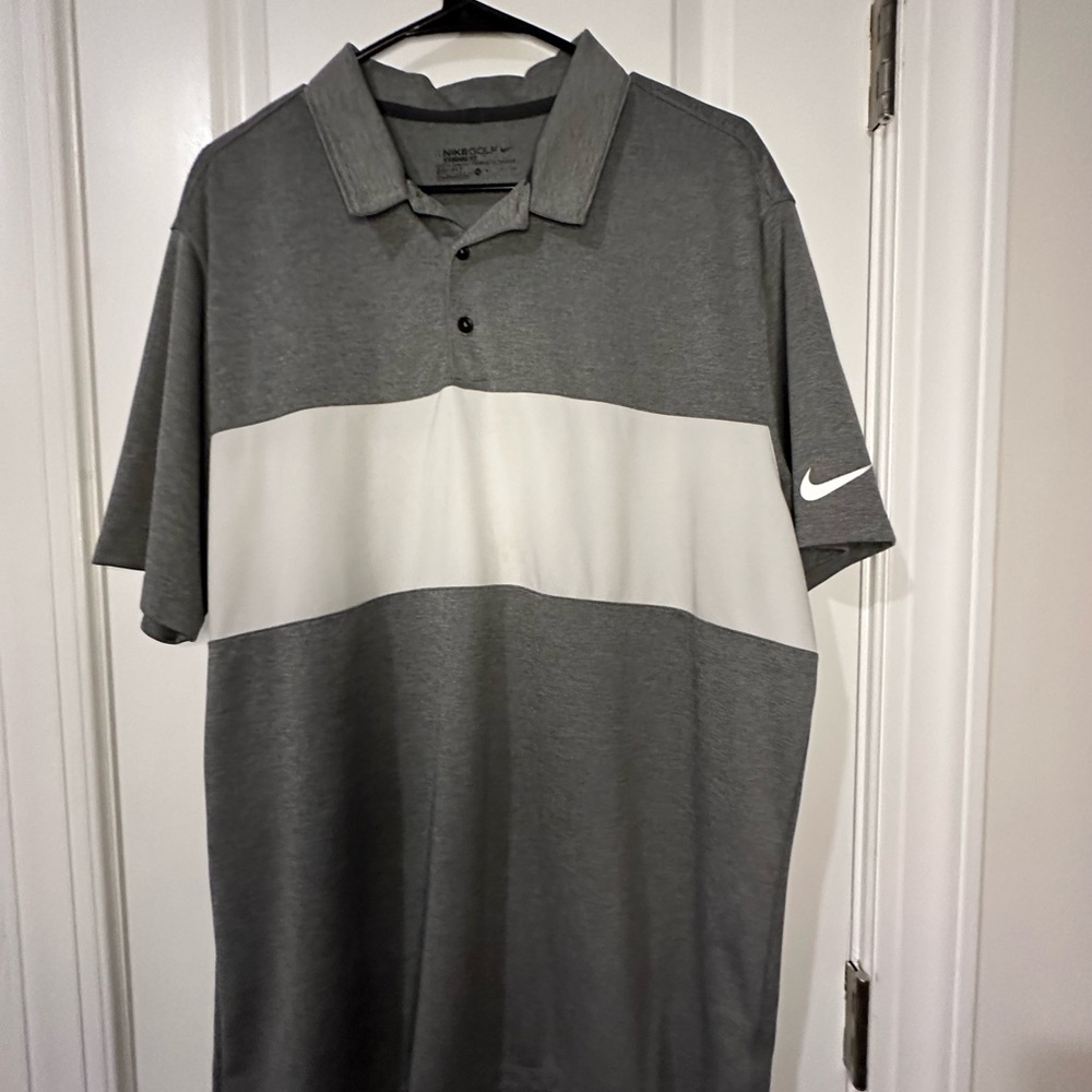 Nike Men's Polo Shirt in Charcoal and White
